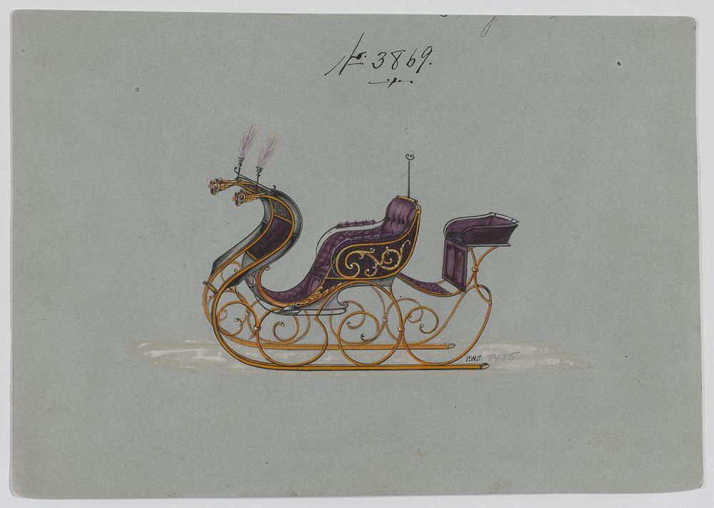 Design for Rumble Sleigh, no. 3869, Manufacturer : Brewster & Co.