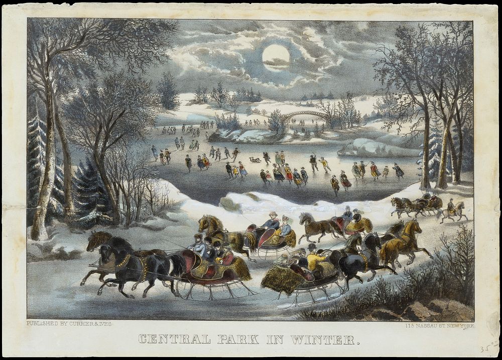 Central Park in Winter published and printed by Currier & Ives
