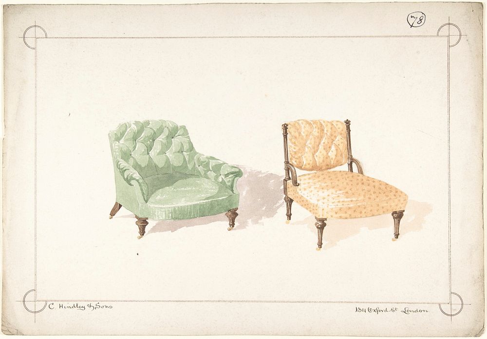 Designs for Two Chairs by Charles Hindley and Sons