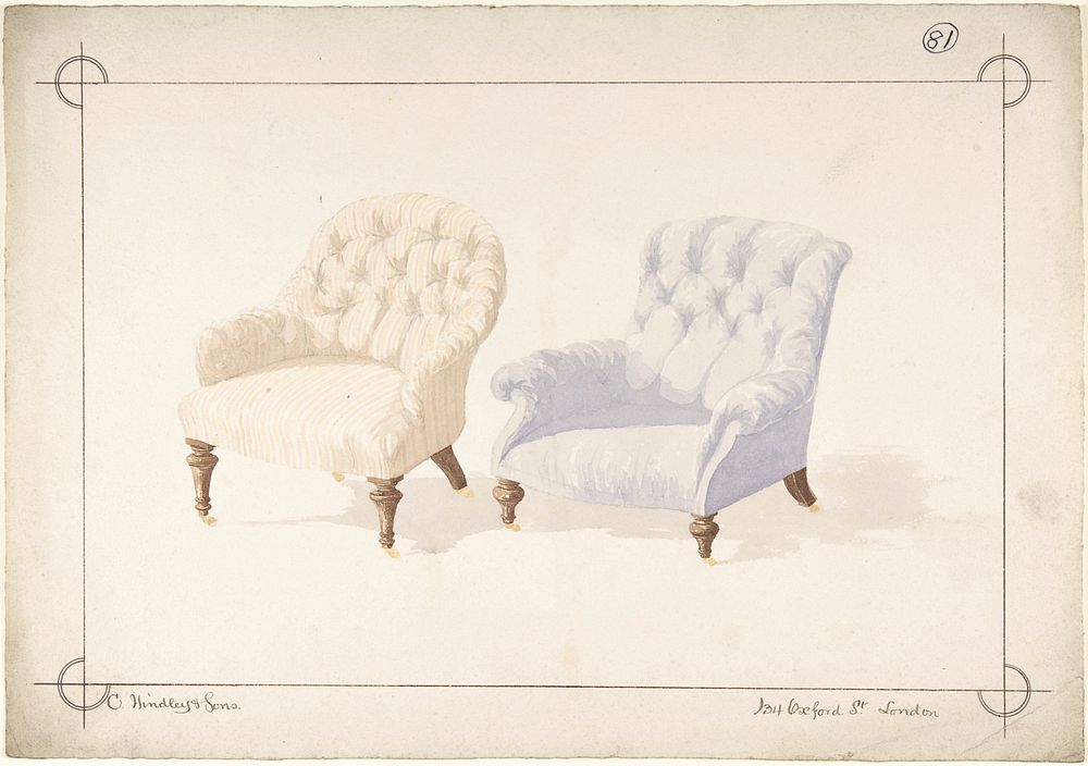 Designs for Two Chairs by Charles Hindley and Sons