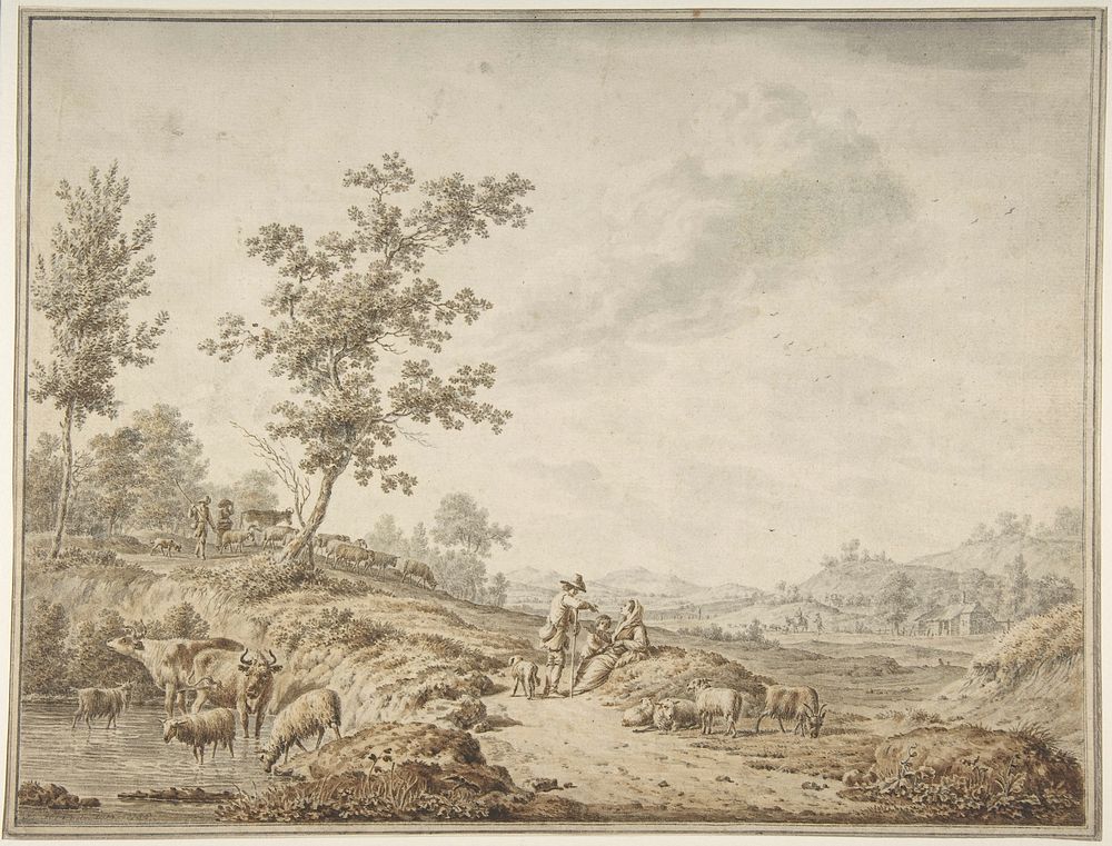 Landscape with Herdsmen and Their Cattle by Jordanus Hoorn