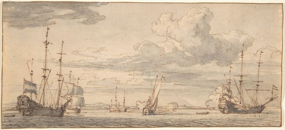 Dutch Ships in a Bay by Willem van de Velde II