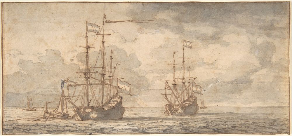 Dutch Ships at Anchor by Willem van de Velde II