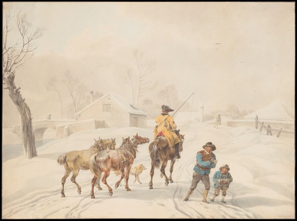 Postilion on Horse in a Winter Landscape 