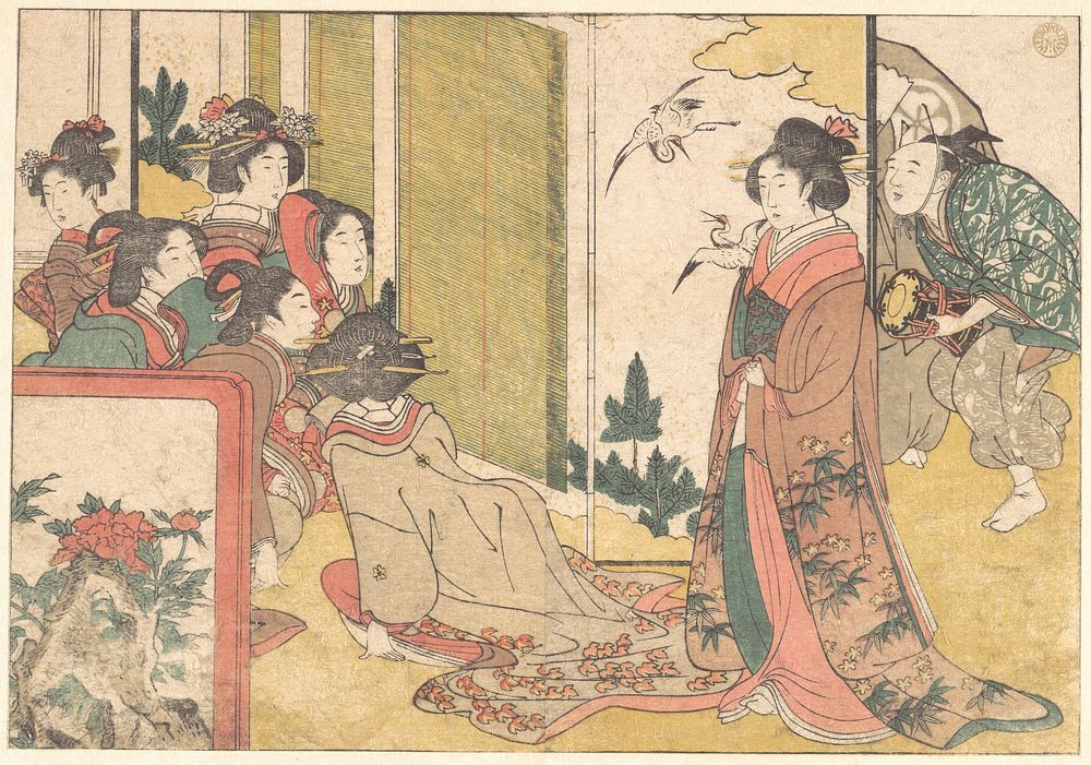 Girls Entertained by Performers, from the illustrated book Flowers of the Four Seasons by Utamaro Kitagawa (1754–1806)