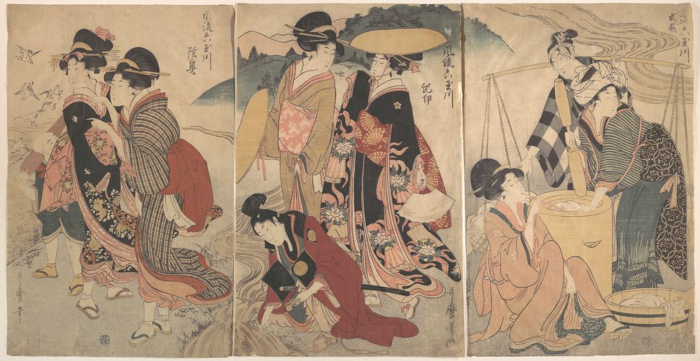 Women and a Man in the Country; Some pageant(?) by Utamaro Kitagawa (1754–1806)