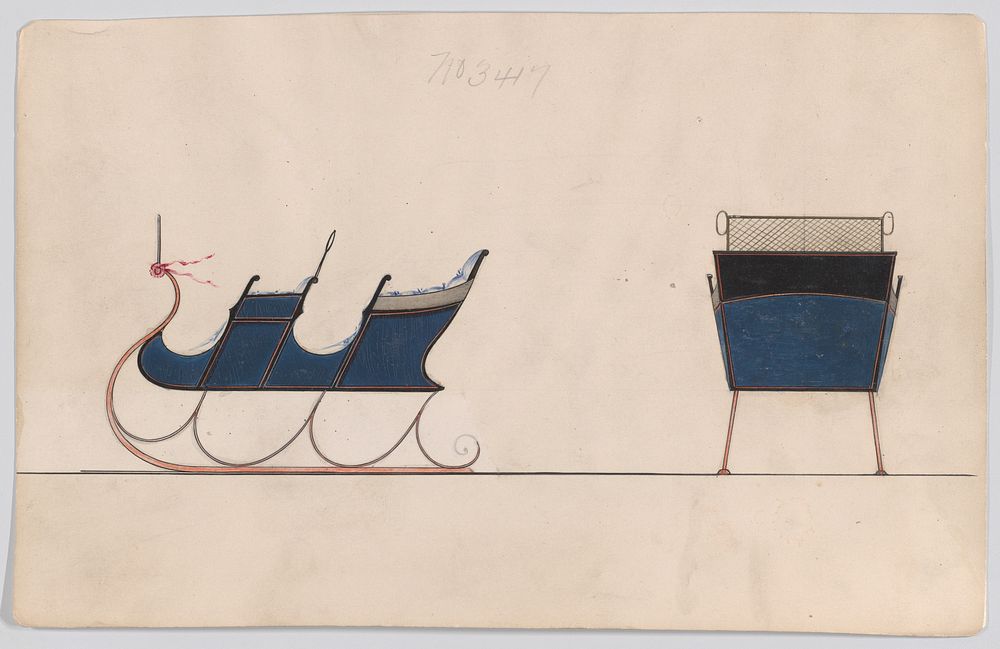 Design for 2 Seat Sleigh, no. 3417, Manufacturer : Brewster & Co.