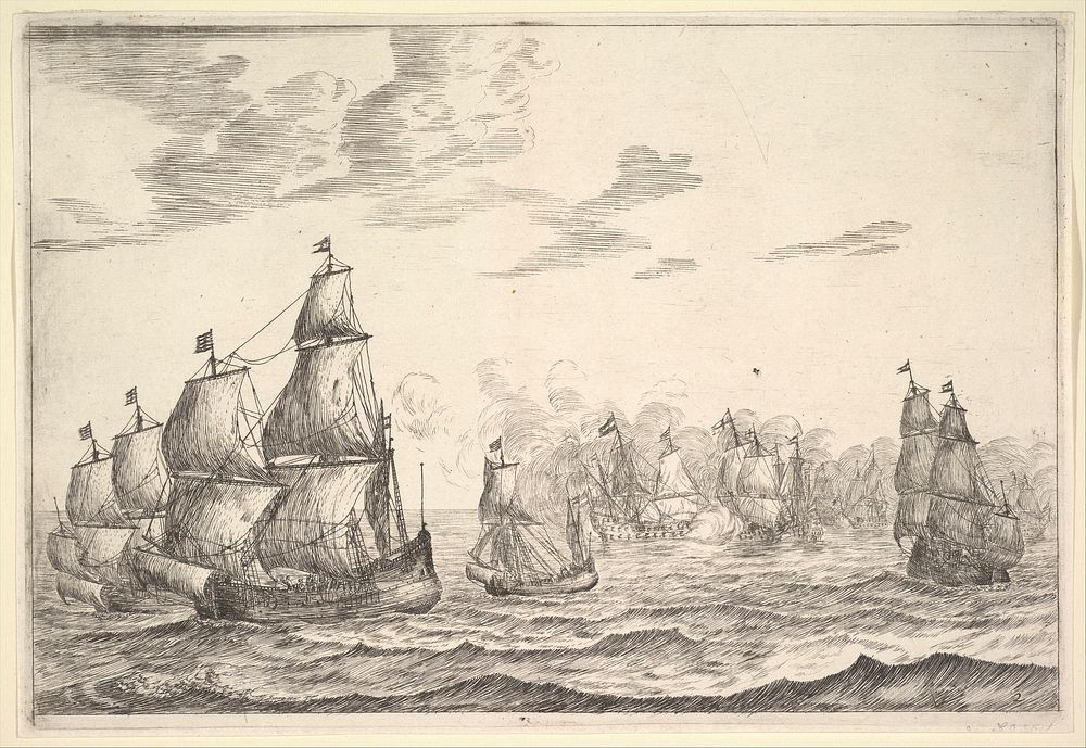 Naval Battle Scene by Reinier Nooms, called Zeeman