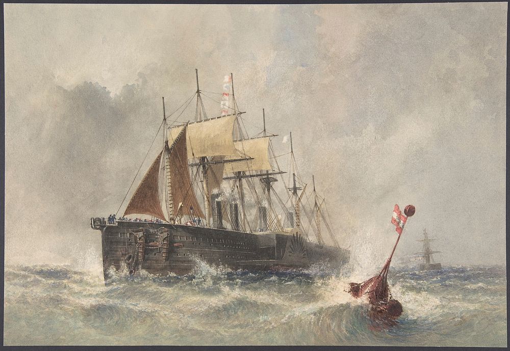 Launching the Buoy from the Bow of the Great Eastern on August 8th, 1865 by Robert Charles Dudley