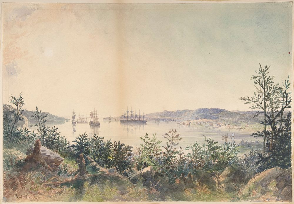 Arrival in Trinity Bay, Newfoundland: The Cable Passed to the Paddle-box Boat of the Terrible, etc. by Robert Charles Dudley