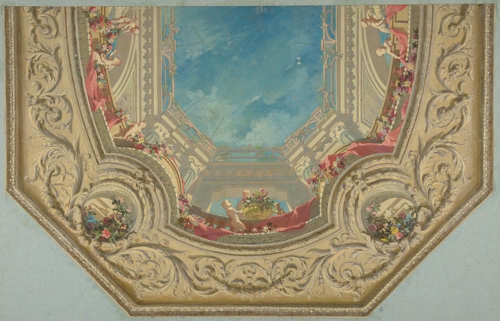 Design for Octagonal Ceiling in the Pless House, Berlin by Jules Edmond Charles Lachaise and Eugène Pierre Gourdet