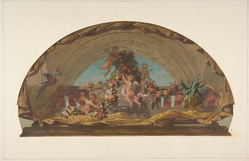 Design for the Decoration of a Lunette on the Staircase, Hôtel de Pless, Berlin by Jules Lachaise and Eugène Pierre Gourdet