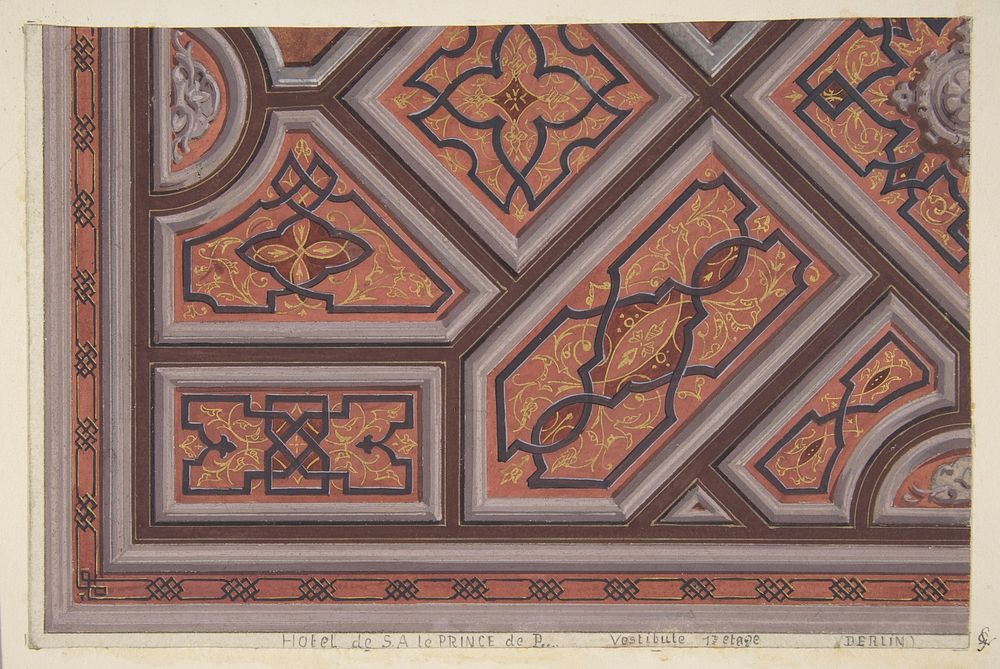 Design for the Decoration of the Ceiling in the Vestibule (Ier étage), Hôtel de S. A. le Prince de P... [Pless?}, Berlin by…