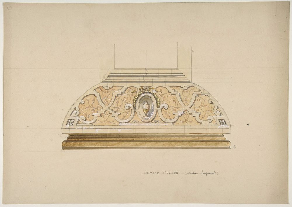 Design for the decoration of the stairway in the Château d'Ognon of M. deMachy (Oise, France) by Jules Edmond Charles…