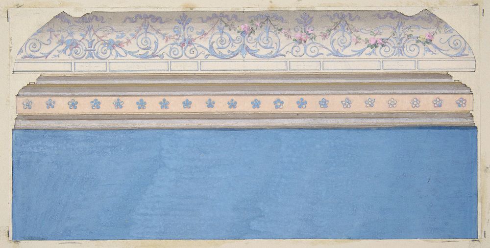 Design for the decoration of a ceiling cove and moulding by Jules Edmond Charles Lachaise and Eugène Pierre Gourdet