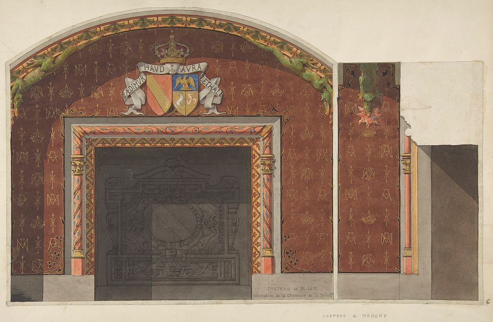 Design for the decoration of the fireplace in the library of the Chateau de Mouchy by Jules-Edmond-Charles Lachaise and…