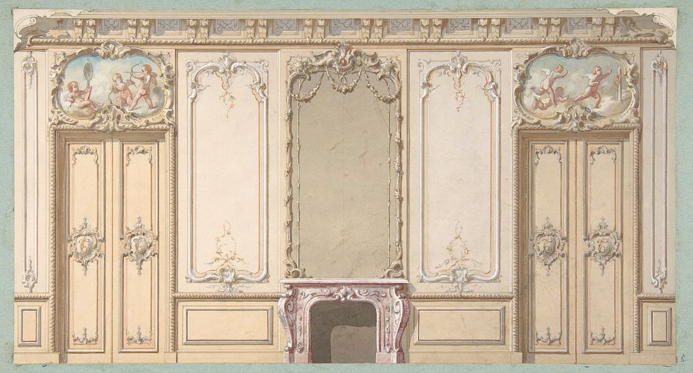 Elevation of a salon decorated in Louis XV style by Jules Lachaise and Eugène Pierre Gourdet
