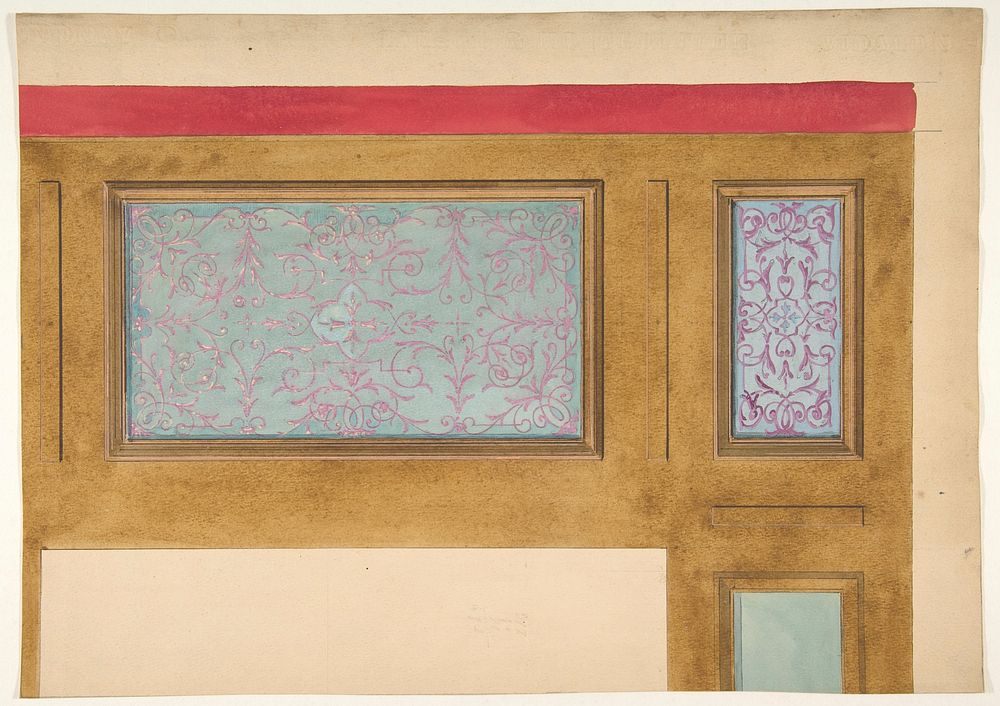 Design for woodwork and painted panels by Jules Edmond Charles Lachaise and Eugène Pierre Gourdet