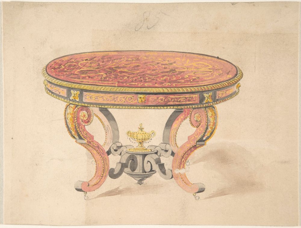 Design for a Round Renaissance Style Table, Anonymous, British, 19th century