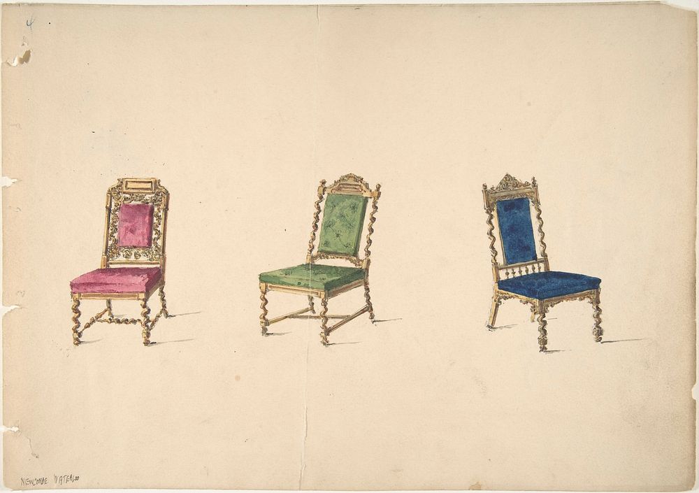 Designs for Three Chairs with Turned Legs and Backs