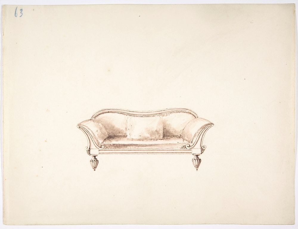 Design for a Sofa with Wing-like Arms, Anonymous, British, 19th century