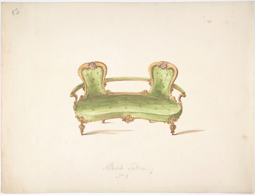 Design for Albert Settee, Anonymous, British, 19th century