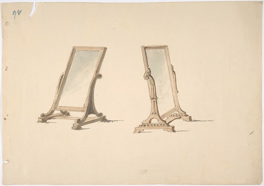 Design for Two Plain Tabletop Mirrors, Anonymous, British, 19th century