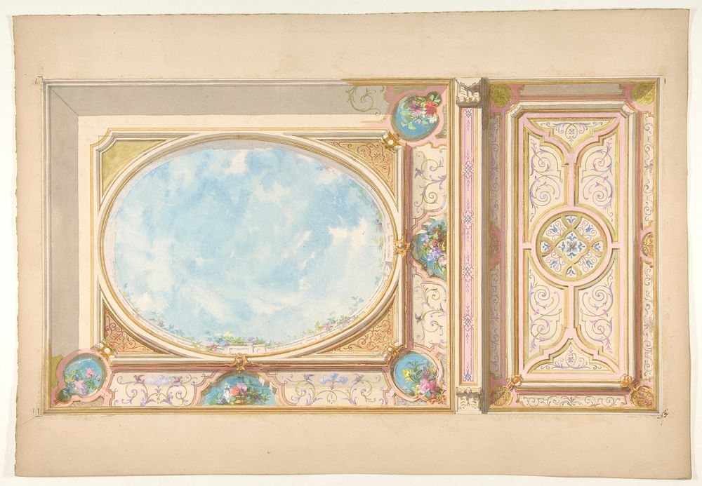 Design for a ceiling by Jules Edmond Charles Lachaise and Eugène Pierre Gourdet