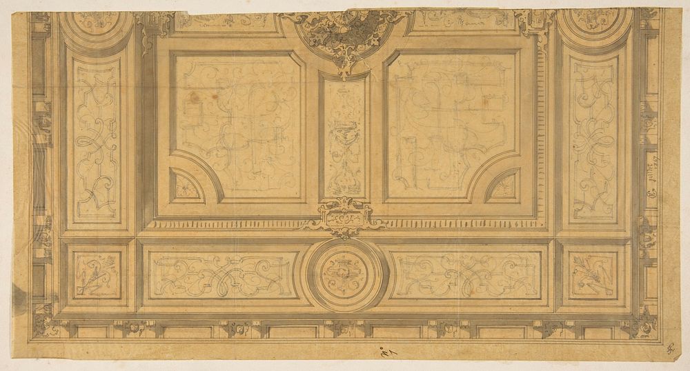 Design for Half of a Ceiling Decoration, Fontainbleau by Jules Lachaise and Eugène Pierre Gourdet