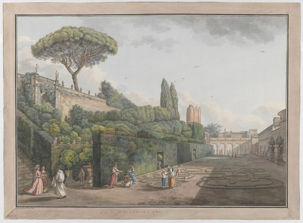 Garden of Palazzo Colonna by Giovanni Volpato and Abraham Louis Rodolphe Ducros