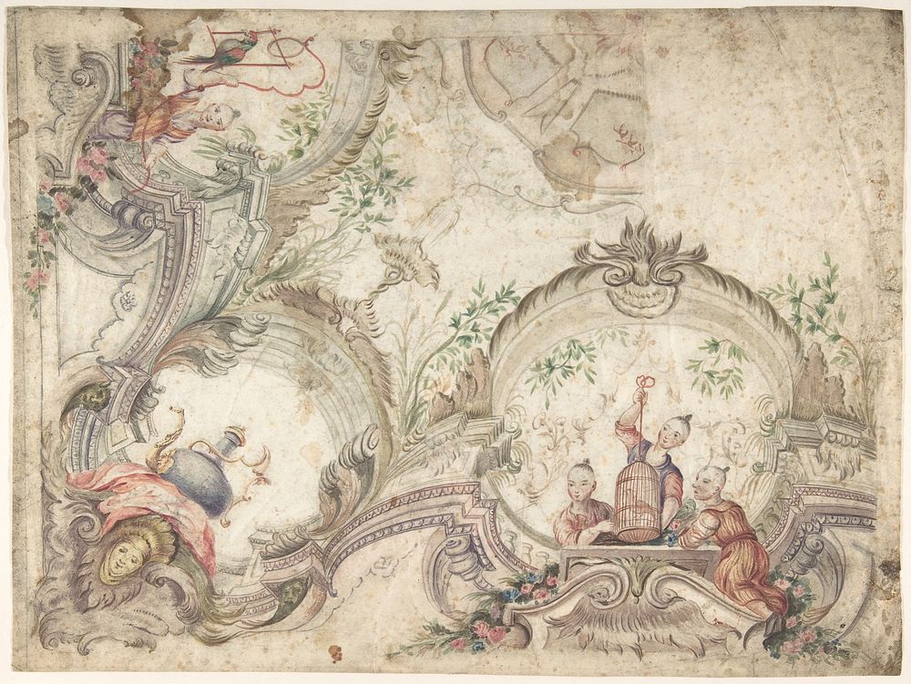 Design for a Ceiling Decoration with Chinoiseries, Anonymous, Italian, Bolognese 18th century artist