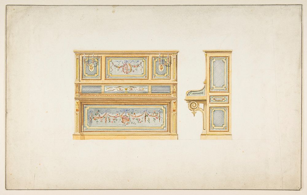 Design for a Piano, Anonymous, French, 19th century