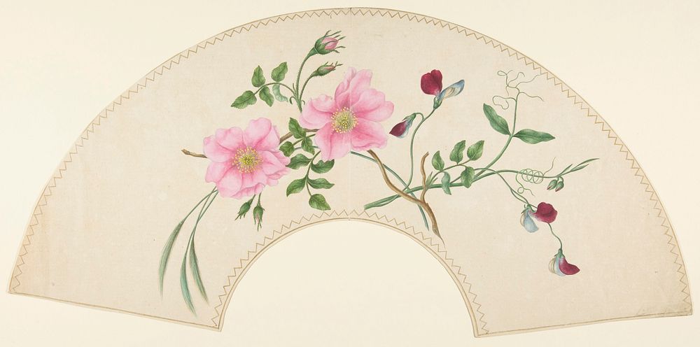 Fan Design with Flower Motifs