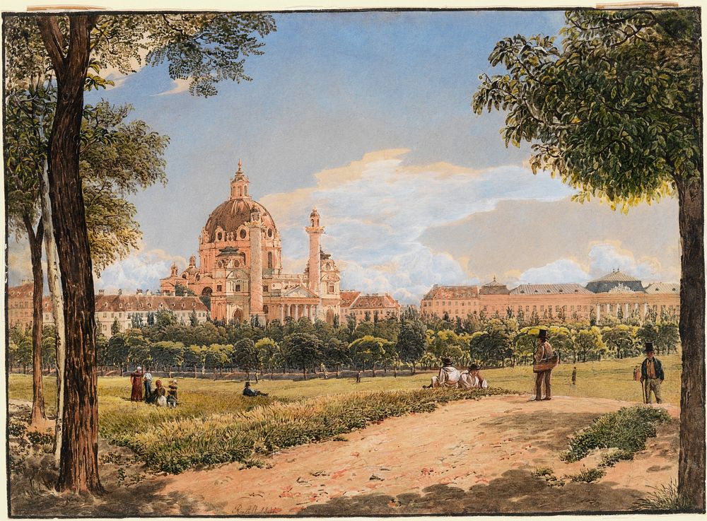 View of St. Charles Church and the Polytechnic Institute in Vienna 