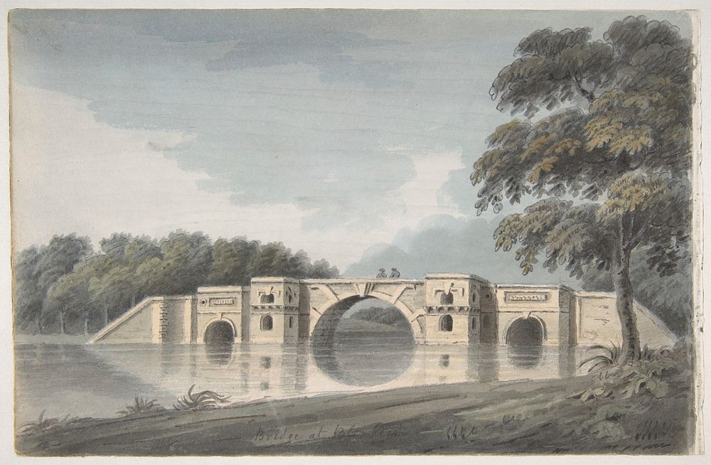 Bridge at Blenheim Palace (recto); York Cathedral (verso) by Hubert Cornish