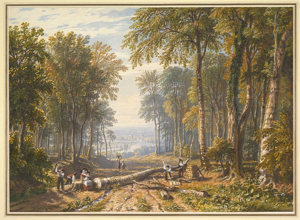 Woodcutters at Park Place, Henley, the River Thames Beyond by William Havell (British, Reading 1782&ndash;1857 London)
