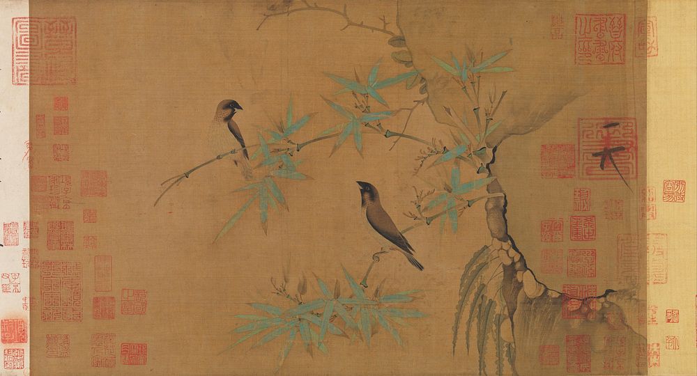 Finches and bamboo by Emperor Huizong