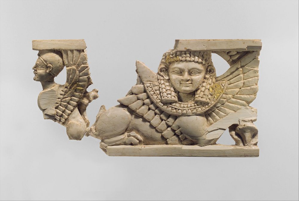 Openwork furniture plaque with two sphinxes, Assyrian