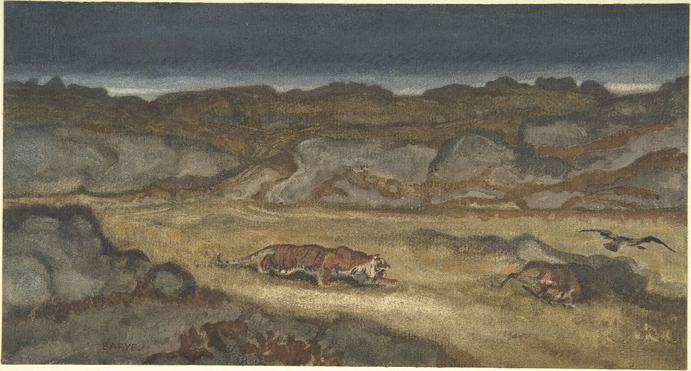 Tiger Stalking Prey  by Antoine-Louis Barye