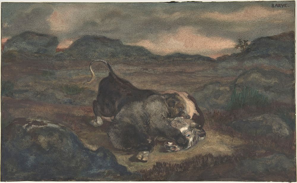 Bear Killing Bull by Antoine-Louis Barye