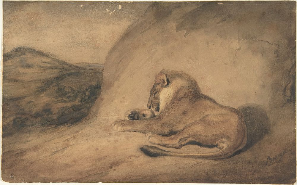 Lion Resting by Antoine-Louis Barye