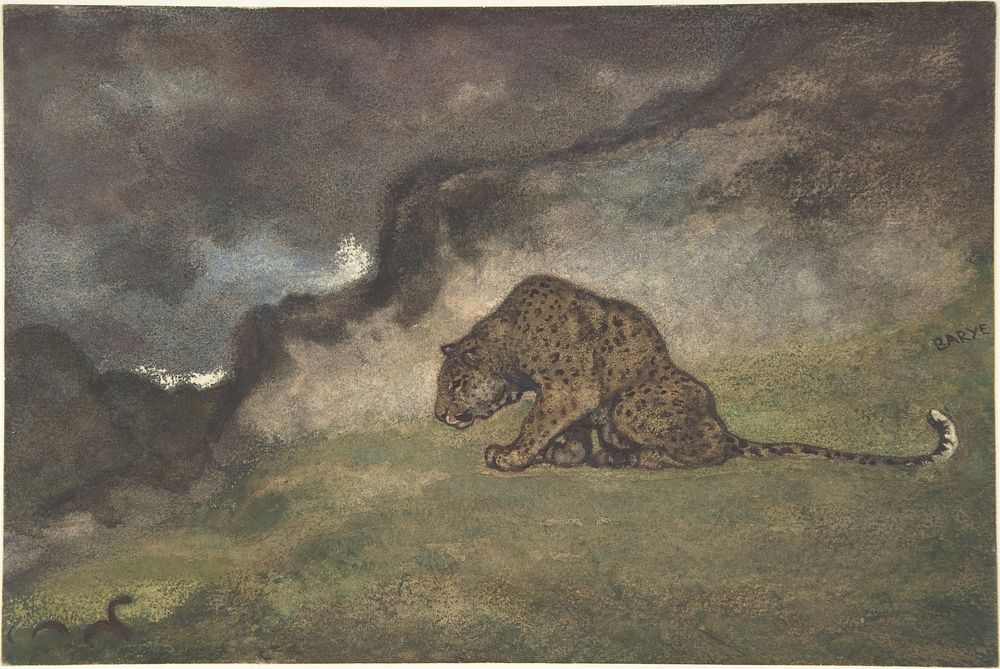 Leopard Watching Serpent by Antoine-Louis Barye