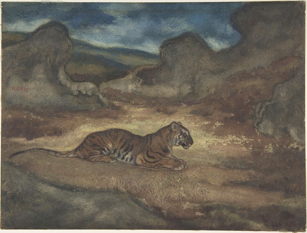 Tiger in Landscape by Antoine-Louis Barye