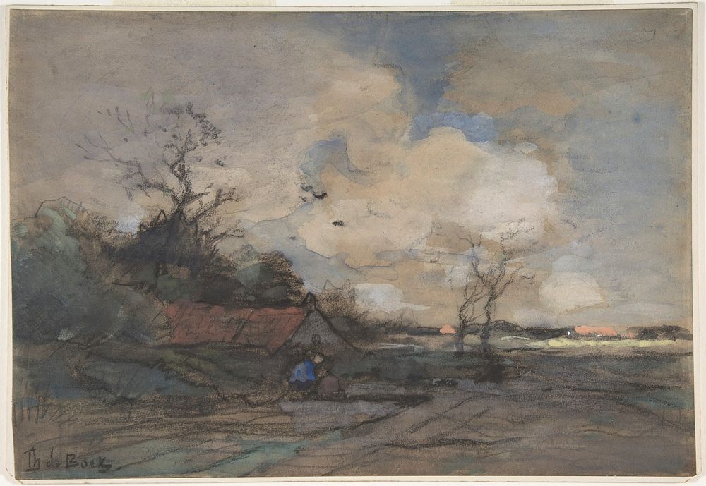 Landscape with a Cottage by Th&eacute;ophile de Bock