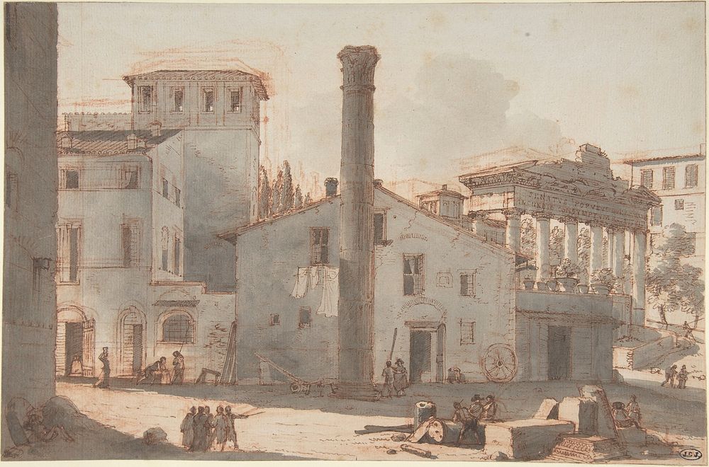 View of the Roman Forum with the Column of Phocas and the Temple of Saturn by Victor Jean Nicolle