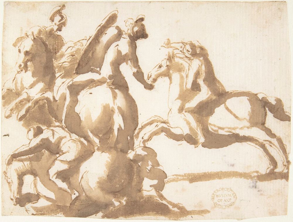 Four Horsemen in Battle  attributed to Francesco Allegrini