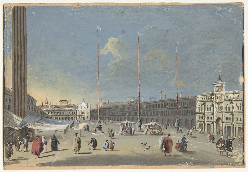 The Piazza San Marco towards San Giacomo, attributed to Giacomo Guardi