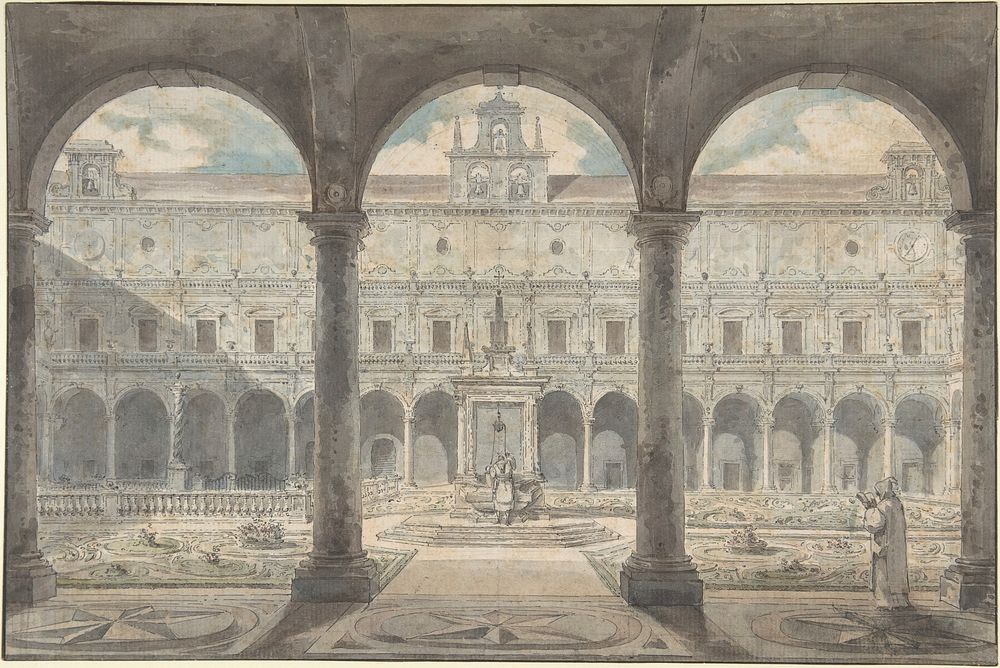 Cloister of the Certosa di San Martino, Naples by Louis Jean Desprez