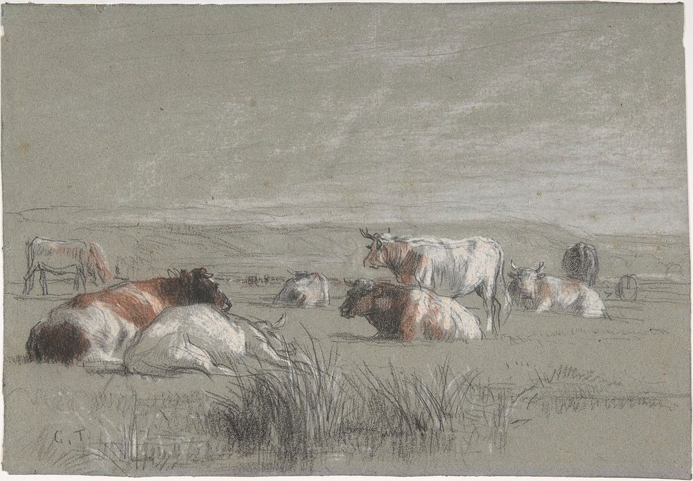 Cows in a Landscape by Constant Troyon