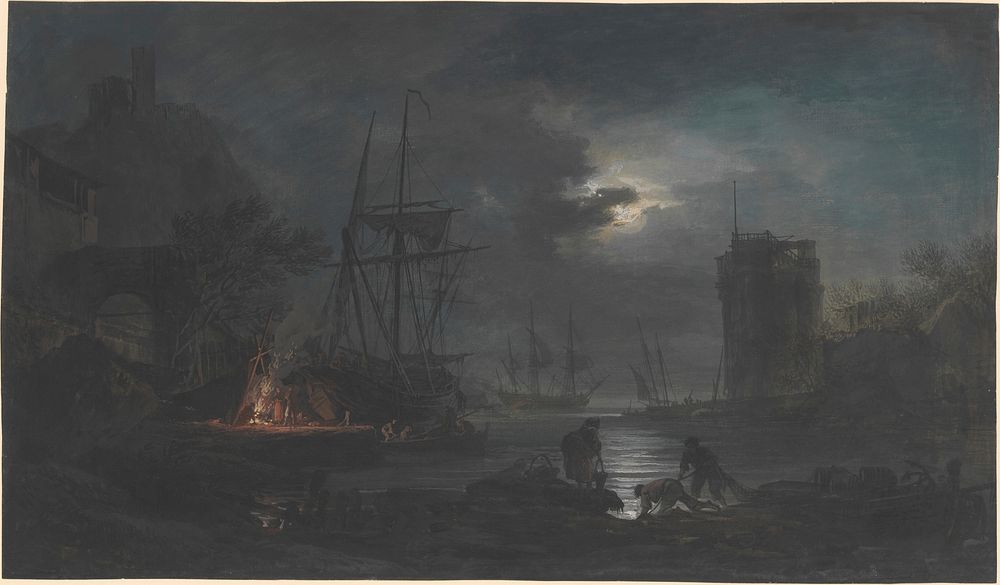 Moonlight, attributed to Joseph Vernet